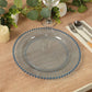 10-Pack Plastic 10" Round Dinner Plates in Transparent Dusty Blue with Beaded Rim - Disposable Party Plates for Banquets & Festive Occasions