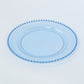10-Pack Plastic 10" Round Dinner Plates in Transparent Dusty Blue with Beaded Rim - Disposable Party Plates for Banquets & Festive Occasions