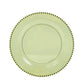 10-Pack Plastic 10" Round Dinner Plates in Transparent Dusty Sage Green with Beaded Rim - Disposable Party Plates for Banquets & Festive Occasions