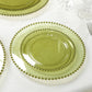 10-Pack Plastic 10" Round Dinner Plates in Transparent Dusty Sage Green with Beaded Rim - Disposable Party Plates for Banquets & Festive Occasions