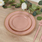 10-Pack Dusty Rose Plastic Dessert Plates – 8" Round with Gold Beaded Rim, Disposable for Parties & Events