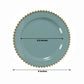 10-Pack Dusty Blue Plastic Dessert Plates – 8" Round with Gold Beaded Rim, Disposable for Parties & Events