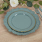 10-Pack Dusty Blue Plastic Dessert Plates – 8" Round with Gold Beaded Rim, Disposable for Parties & Events