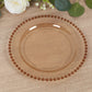 10-Pack Amber Gold Plastic Dessert Plates – 8" Round with Beaded Rim, Disposable for Parties & Events