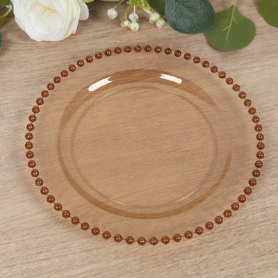 Amber gold Dessert Plates with Gold Beaded Rim