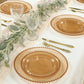 10-Pack Amber Gold Plastic Dessert Plates – 8" Round with Beaded Rim, Disposable for Parties & Events
