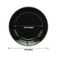 10-Pack Black Plastic Dessert Plates – 8" Round with Gold Beaded Rim, Disposable for Parties & Events