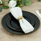 10-Pack Black Plastic Dessert Plates – 8" Round with Gold Beaded Rim, Disposable for Parties & Events