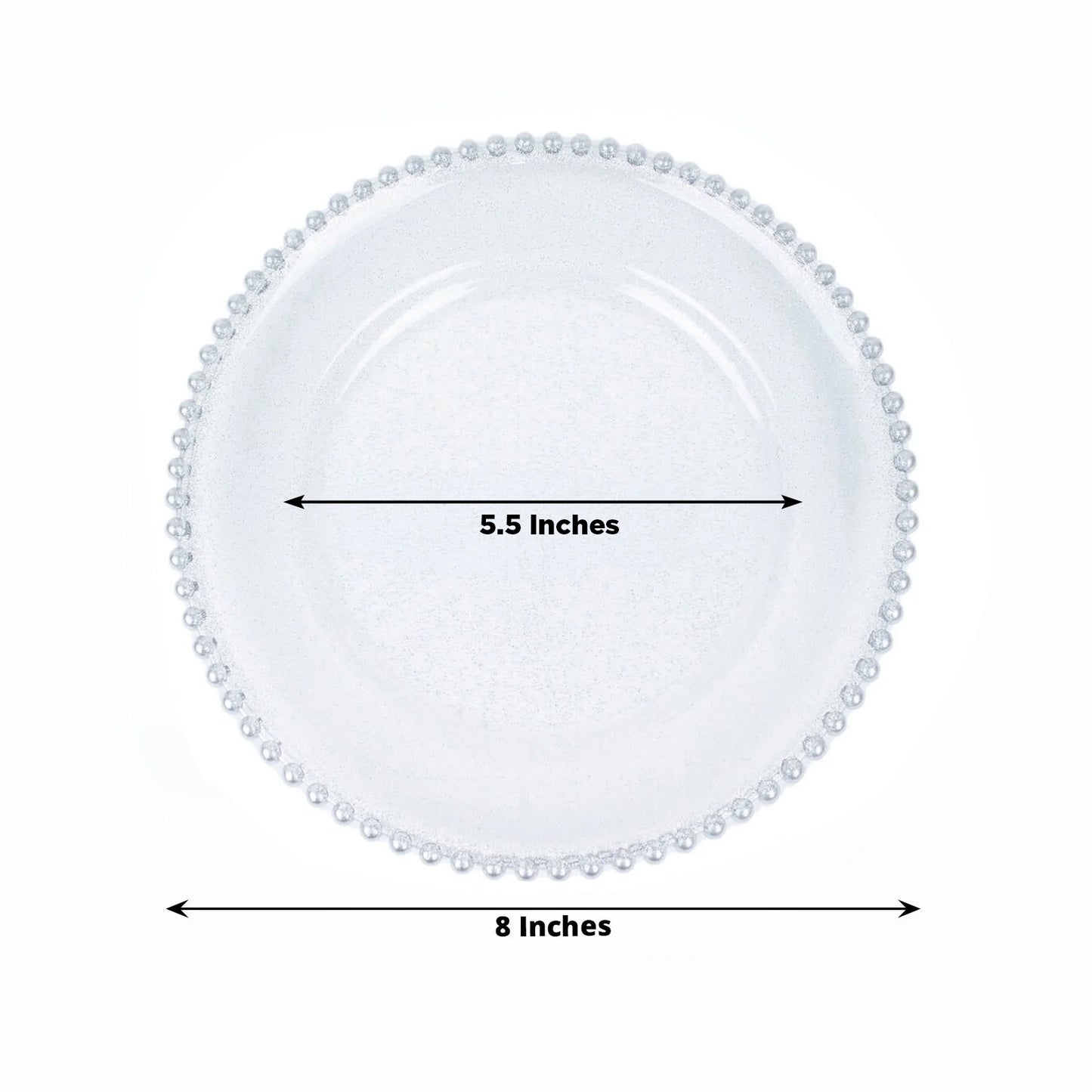 10-Pack Clear Silver Glittered Plastic Dessert Plates – 8 " Round with Beaded Rim, Disposable for Parties & Events