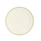 10-Pack Ivory Plastic Dessert Plates – 8" Round with Gold Beaded Rim, Disposable for Parties & Events