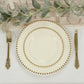 10-Pack Ivory Plastic Dessert Plates – 8" Round with Gold Beaded Rim, Disposable for Parties & Events