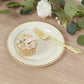 10-Pack Ivory Plastic Dessert Plates – 8" Round with Gold Beaded Rim, Disposable for Parties & Events