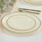 10-Pack Ivory Plastic Dessert Plates – 8" Round with Gold Beaded Rim, Disposable for Parties & Events