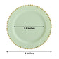 10-Pack Sage Green Plastic Dessert Plates – 8" Round with Gold Beaded Rim, Disposable for Parties & Events