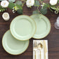 10-Pack Sage Green Plastic Dessert Plates – 8" Round with Gold Beaded Rim, Disposable for Parties & Events