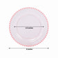 Transparent blush dessert plate with gold beaded rim, 8 inches round.