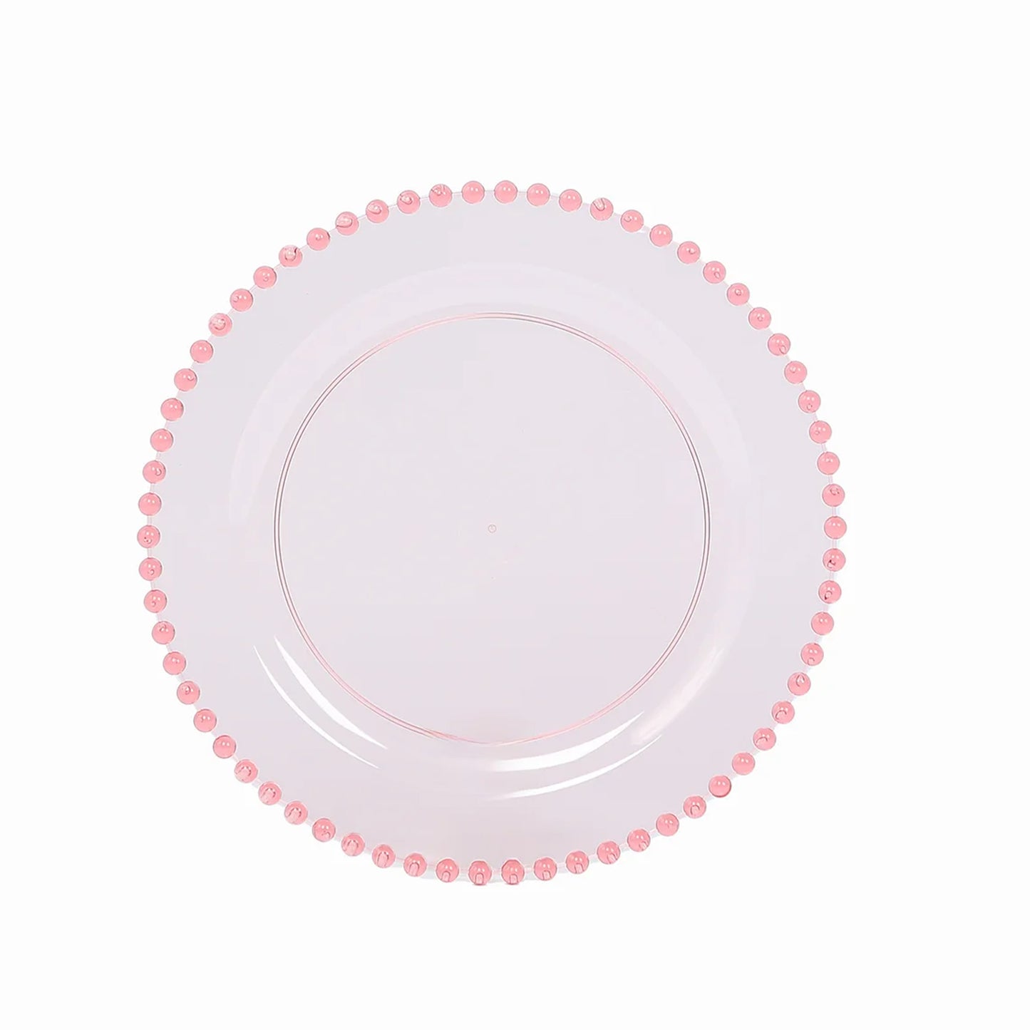 10 Pack Transparent Blush Plastic Salad Plates with Beaded Rim, Disposable Round Dessert Plates - 8"