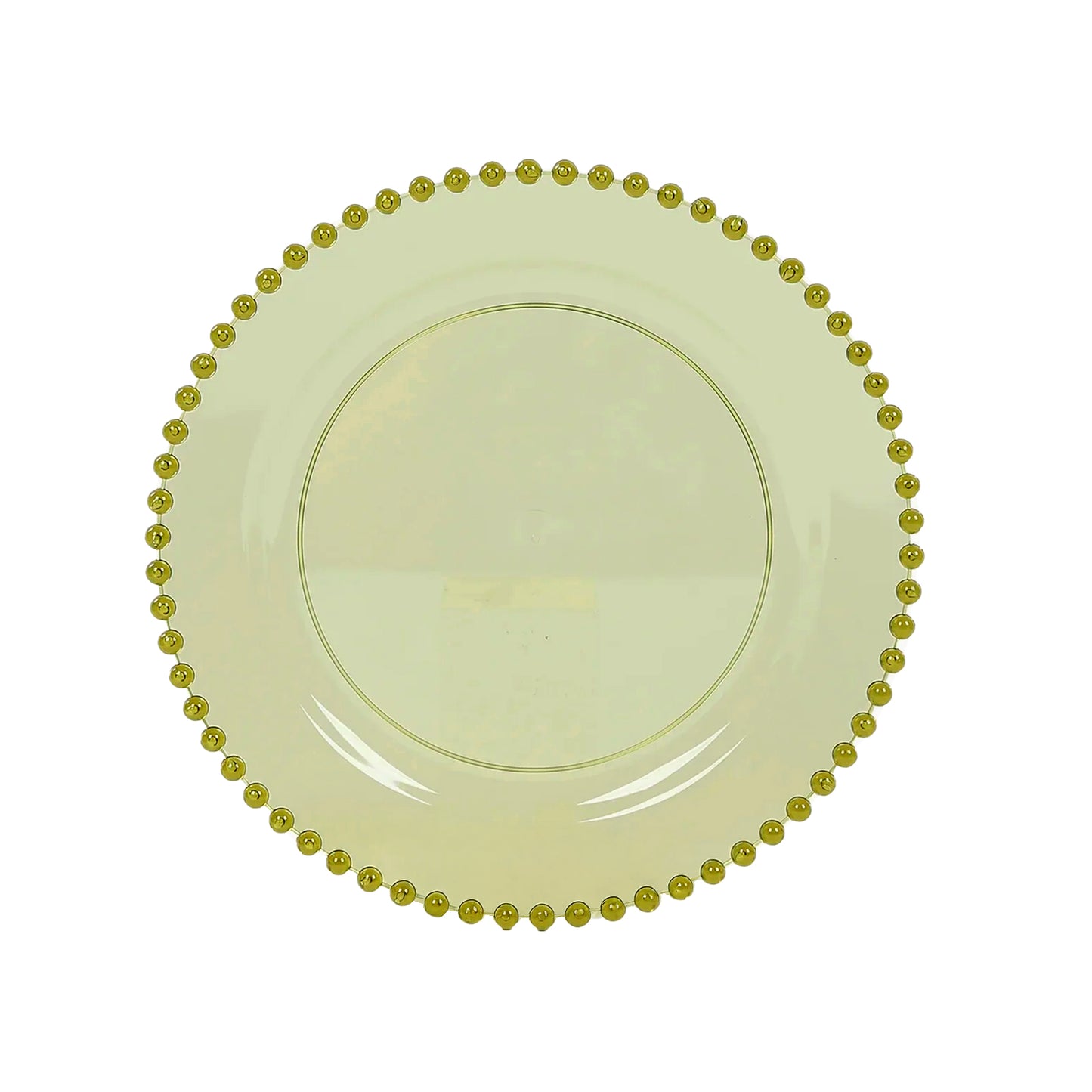 10-Pack Transparent Dusty Sage Green Plastic Dessert Plates – 8" Round with Beaded Rim, Disposable for Parties & Events