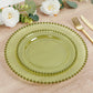 10-Pack Transparent Dusty Sage Green Plastic Dessert Plates – 8" Round with Beaded Rim, Disposable for Parties & Events