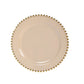 10-Pack Taupe Plastic Dessert Plates – 8" Round with Gold Beaded Rim, Disposable for Parties & Events