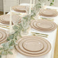 10-Pack Taupe Plastic Dessert Plates – 8" Round with Gold Beaded Rim, Disposable for Parties & Events
