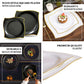 10 Pack | 10" Black / Gold Wavy Rim Modern Square Plastic Dinner Plates, Disposable Party Plates
