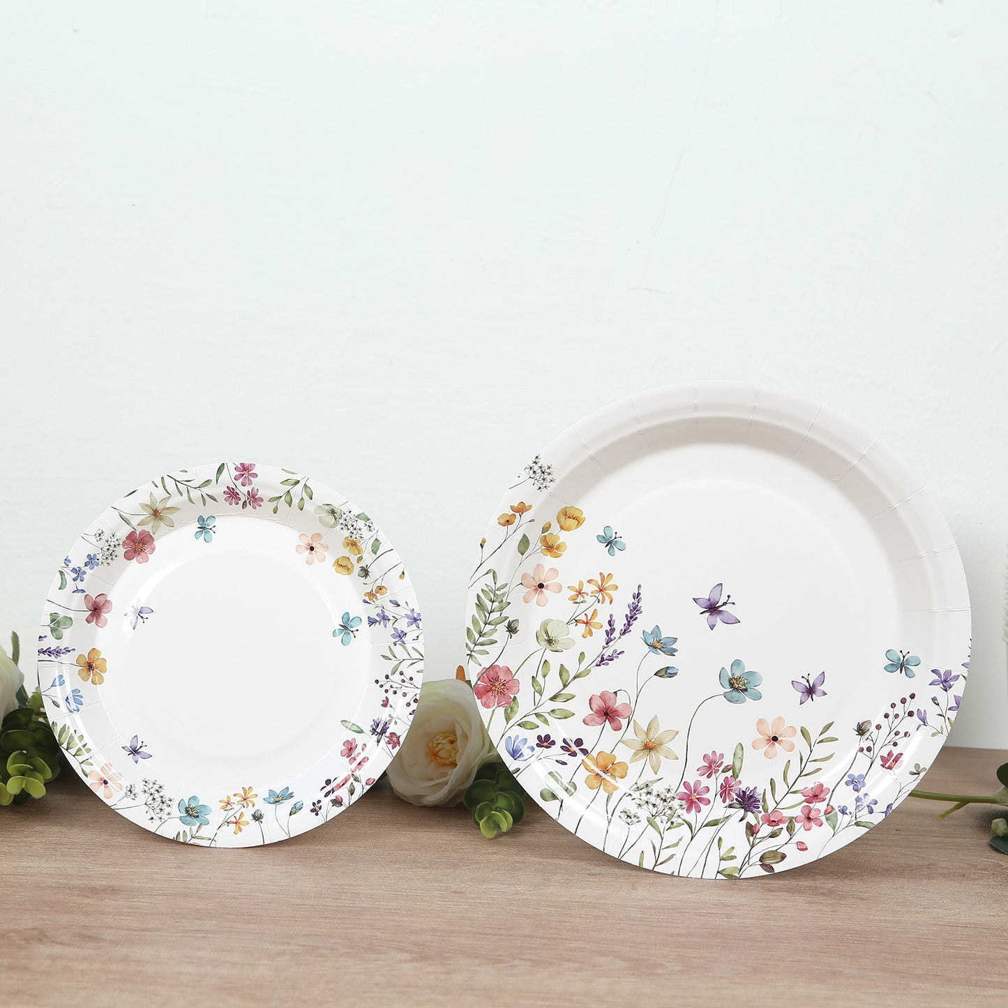 72 Pcs Wildflower Butterfly Paper Party Plates and Cups, Disposable Tableware Set for Birthdays, Weddings, and Events