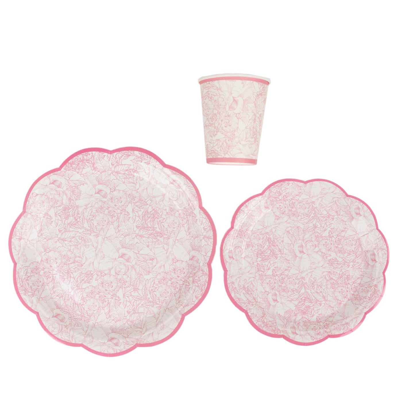 75 Pcs Pink Vintage Floral Paper Party Supplies Kit, Disposable Plates Cups Combo Pack