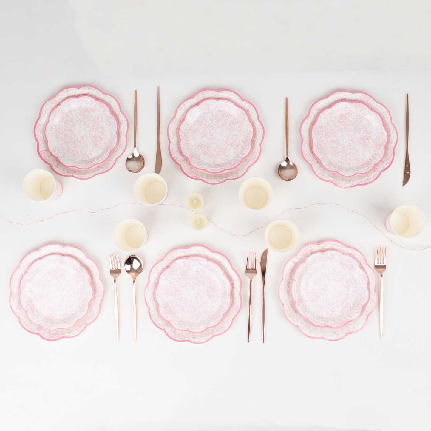 75 Pcs Pink Vintage Floral Paper Party Supplies Kit, Disposable Plates Cups Combo Pack