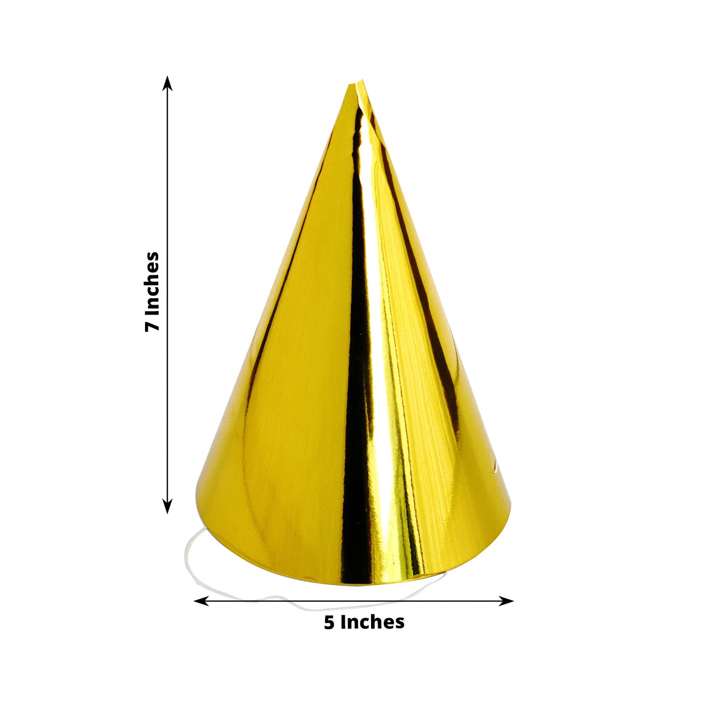 Gold metallic foil party hat, 5"x7", perfect for birthdays and celebrations.