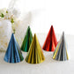 Mixed metallic foil cone party hats in vibrant colors. Perfect for celebrations!