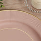 25-Pack Paper 10" Round Dinner Plates in Dusty Rose Sunray Design with Gold Rim - Disposable Heavy Duty 350GSM Party Plates