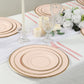25-Pack Paper 8" Round Dessert Plates in Blush Sunray Design with Gold Rim - Disposable Heavy Duty 350GSM Appetizer Salad Plates