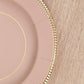 25-Pack Paper 8" Round Dessert Plates in Dusty Rose Sunray Design with Gold Rim - Disposable Heavy Duty 350GSM Appetizer Salad Plates