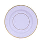25-Pack Paper 8" Round Dessert Plates in Lavender Lilac Sunray Design with Gold Rim - Disposable Heavy Duty 350GSM Appetizer Salad Plates