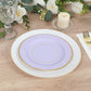 25-Pack Paper 8" Round Dessert Plates in Lavender Lilac Sunray Design with Gold Rim - Disposable Heavy Duty 350GSM Appetizer Salad Plates