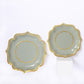 25 Pack Sage Green Disposable Party Plates With Scalloped Gold Rim, 10" Dinner Paper Plates - 300 GSM