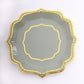 25 Pack Sage Green Disposable Party Plates With Scalloped Gold Rim, 10" Dinner Paper Plates - 300 GSM