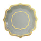 25 Pack Sage Green Disposable Party Plates With Scalloped Gold Rim, 10" Dinner Paper Plates - 300 GSM