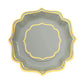 25 Pack Sage Green Disposable Salad Plates With Scalloped Gold Rim, 8" Disposable Appetizer Dessert Plates - 300 GSM