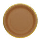 25 Pack | 10" Round Natural Brown Paper Dinner Plates With Gold Lined Rim, Disposable Party Plates