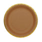 25 Pack | 8" Round Natural Brown Paper Salad Plates With Gold Lined rim, Disposable Dessert Appetizer Party Plates