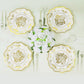 25-Pack Paper Dinner Plates in White Gold Damask Floral Print & Scallop Rim - Stylish Disposable 300GSM Floral Party Plates 10"