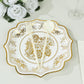 25-Pack Paper Dinner Plates in White Gold Damask Floral Print & Scallop Rim - Stylish Disposable 300GSM Floral Party Plates 10"