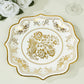25-Pack Paper Dinner Plates in White Gold Damask Floral Print & Scallop Rim - Stylish Disposable 300GSM Floral Party Plates 10"