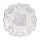 25-Pack Paper Dinner Plates in White Lavender Lilac Damask Floral Print & Scallop Rim - Stylish Disposable 300GSM Floral Party Plates 10"