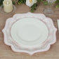 25-Pack Paper Dinner Plates in White Pink Damask Floral Pattern & Scallop Rim - Stylish Disposable 300GSM Floral Party Plates 10"