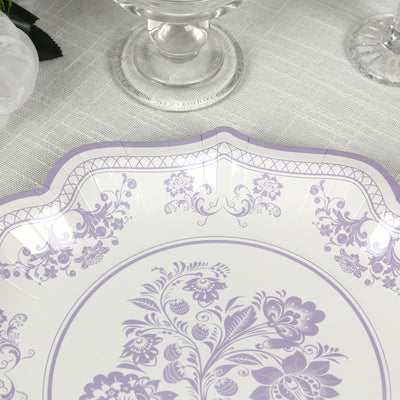 Timeless Convenience With Scalloped Rim White Lavender Lilac Paper Salad Plates