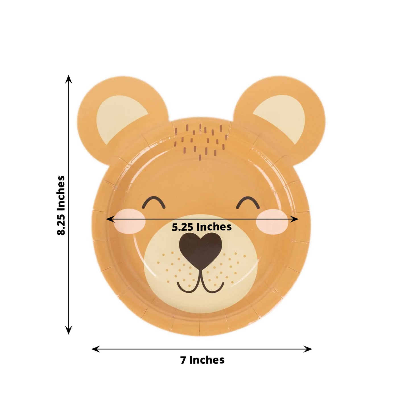 25 Pack Brown Teddy Bear Dessert Salad Paper Plates, 7" Round Animal Print Disposable Baby Shower Birthday Party Plates - 300GSM