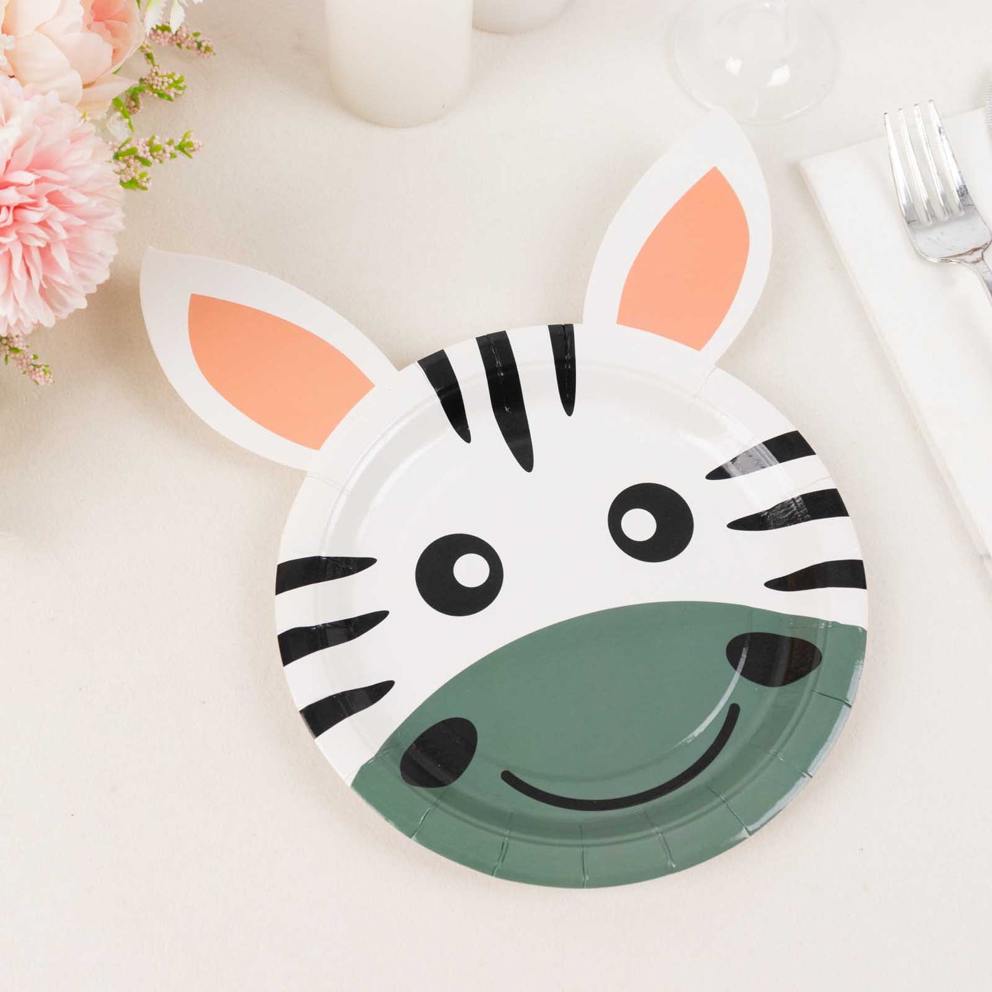 Set of 25 Assorted Animal Print Dessert Salad Paper Plates, 7" Round Jungle Theme Disposable Baby Shower Birthday Party Plates - 300GSM